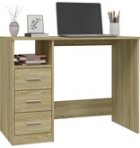 VidaXL Bureau met lades 102x50x76 cm bewerkt hout sonoma eikenkleurig