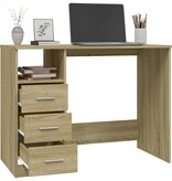 VidaXL Bureau met lades 102x50x76 cm bewerkt hout sonoma eikenkleurig