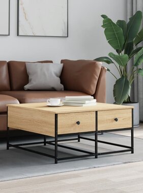 VidaXL Salontafel 80x80x40 cm bewerkt hout sonoma eikenkleurig