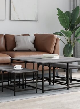 VidaXL 5-delige Tafeltjesset bewerkt hout grijs sonoma