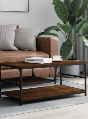 VidaXL Salontafel 90x49x40 cm bewerkt hout bruineikenkleurig