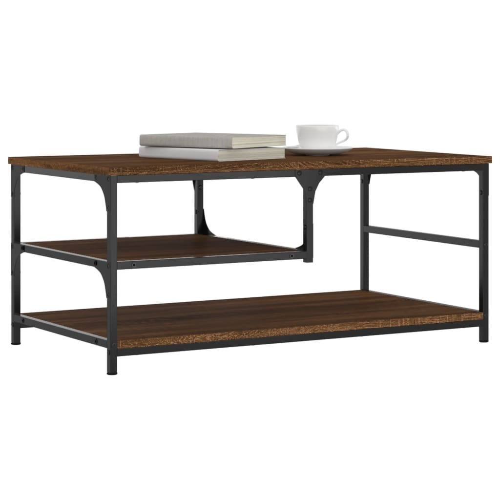VidaXL Salontafel 90x49x40 cm bewerkt hout bruineikenkleurig