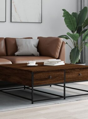 VidaXL Salontafel 100x99x40 cm bewerkt hout bruineikenkleurig