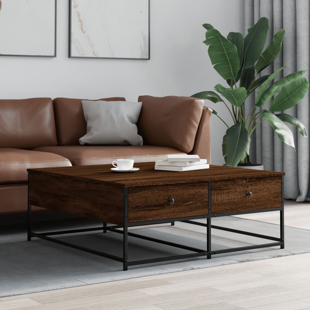 VidaXL Salontafel 100x99x40 cm bewerkt hout bruineikenkleurig