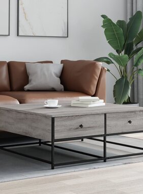 VidaXL Salontafel 100x99x40 cm bewerkt hout grijs sonoma