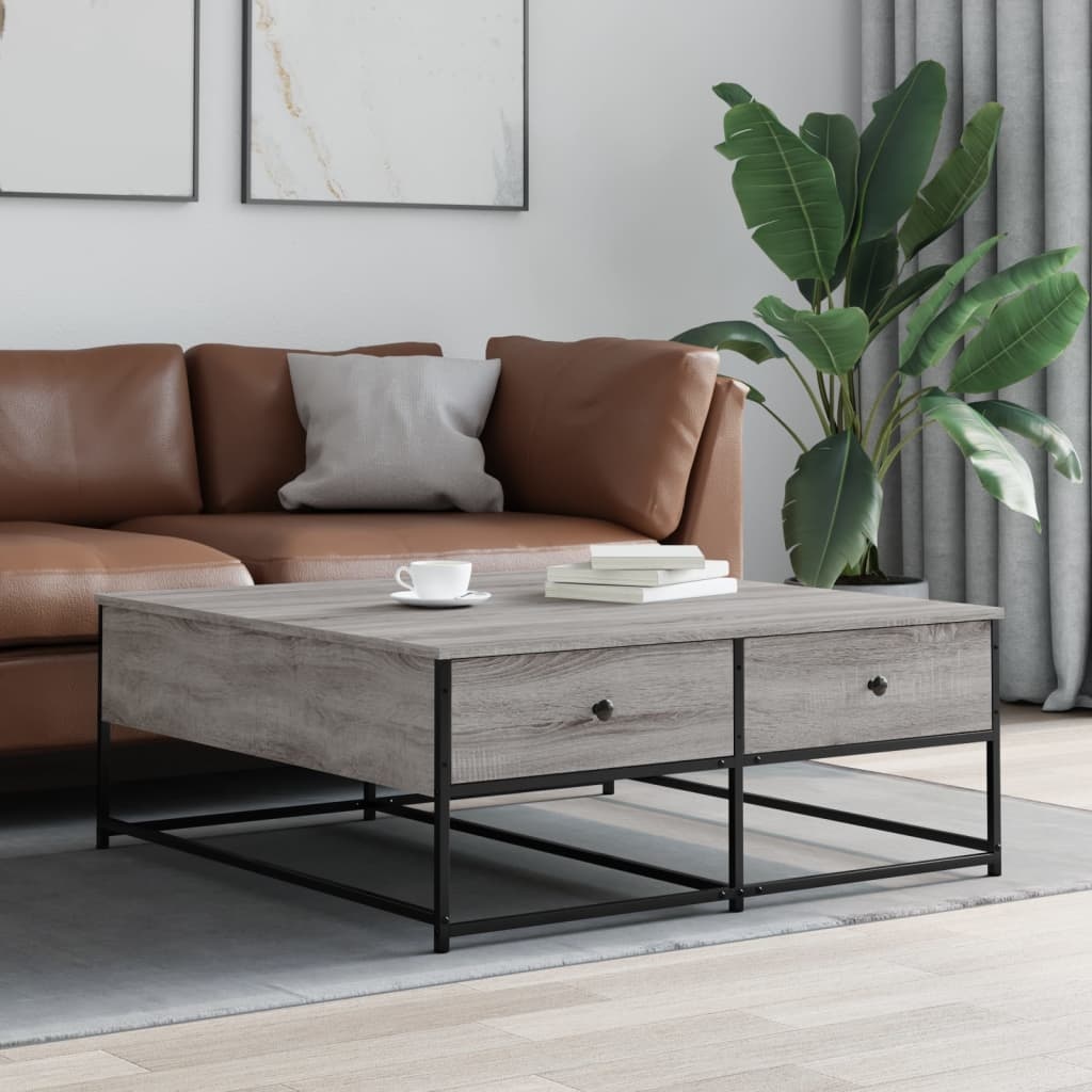VidaXL Salontafel 100x99x40 cm bewerkt hout grijs sonoma