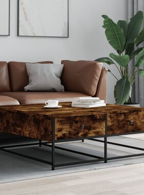 VidaXL Salontafel 100x99x40 cm bewerkt hout gerookt eikenkleurig