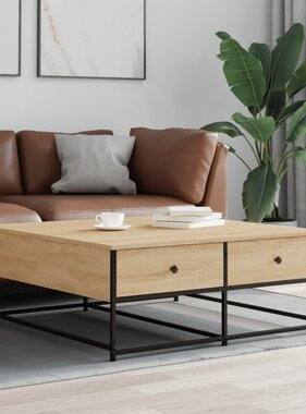 VidaXL Salontafel 100x99x40 cm bewerkt hout sonoma eikenkleurig