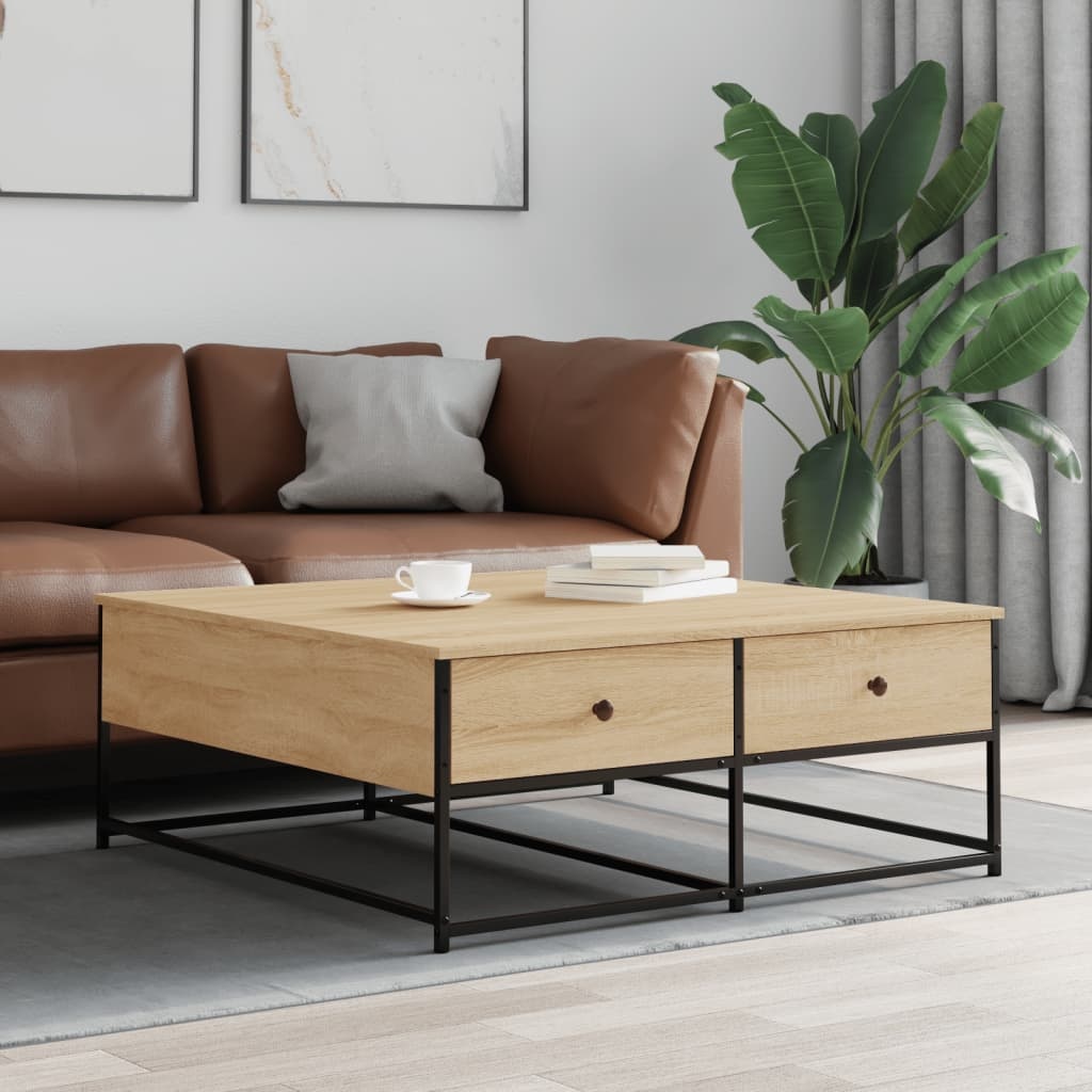VidaXL Salontafel 100x99x40 cm bewerkt hout sonoma eikenkleurig