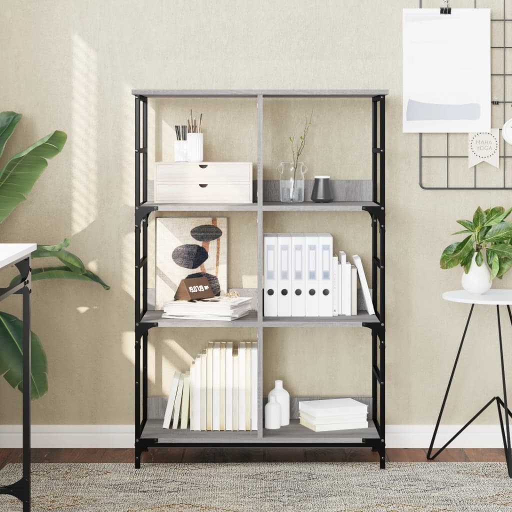 VidaXL Boekenrek 78,5x33x117,5 cm bewerkt hout grijs sonoma eikenkleur