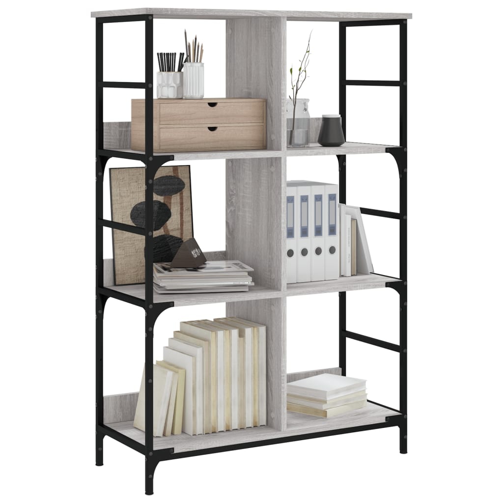 VidaXL Boekenrek 78,5x33x117,5 cm bewerkt hout grijs sonoma eikenkleur