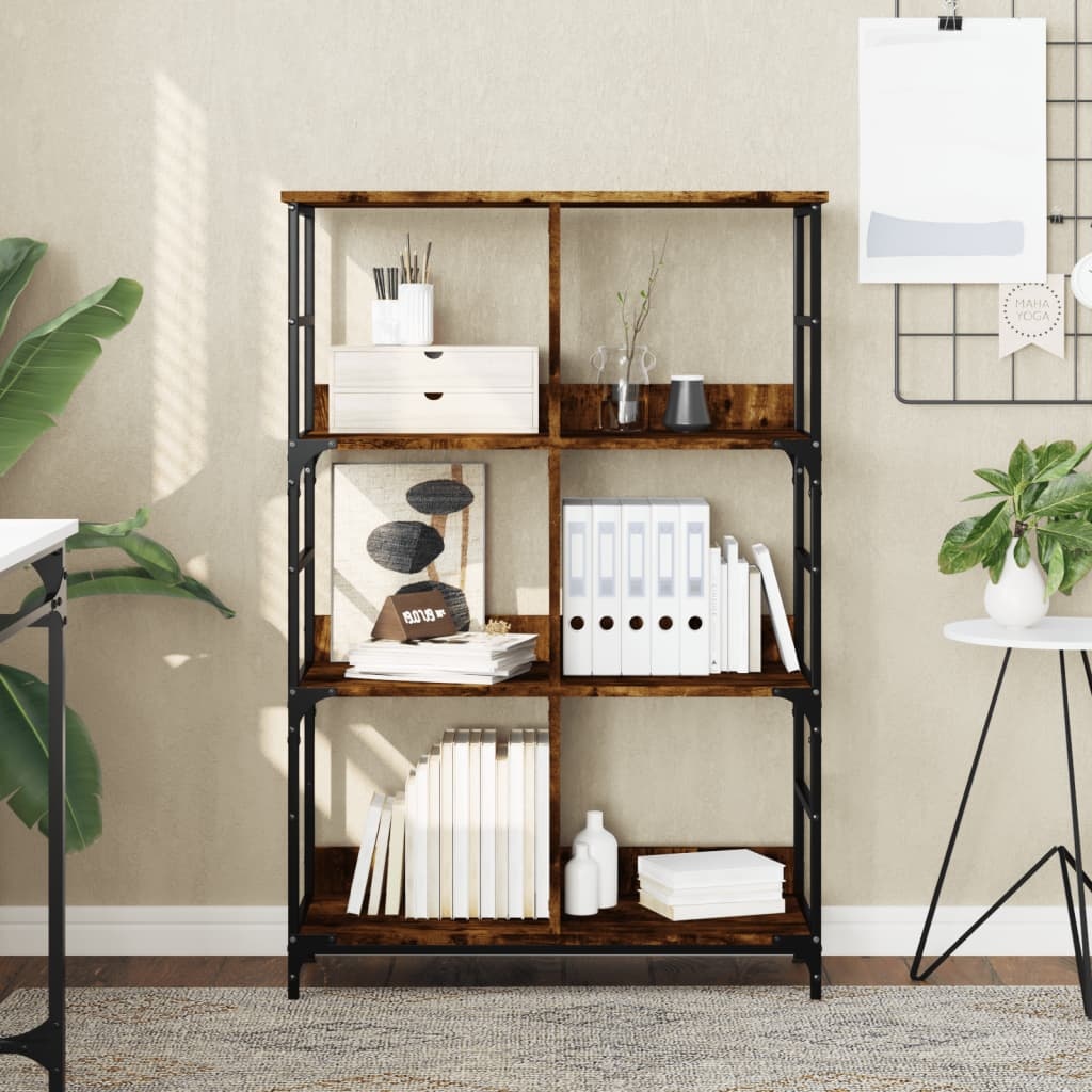 VidaXL Boekenrek 78,5x33x117,5 cm bewerkt hout gerookt eikenkleurig