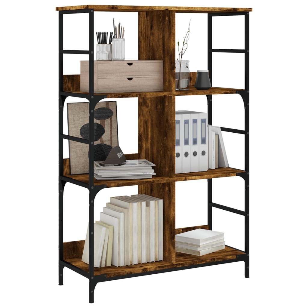 VidaXL Boekenrek 78,5x33x117,5 cm bewerkt hout gerookt eikenkleurig