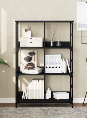 VidaXL Boekenrek 78,5x33x117,5 cm bewerkt hout zwart