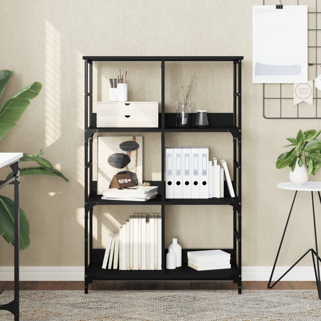 VidaXL Boekenrek 78,5x33x117,5 cm bewerkt hout zwart