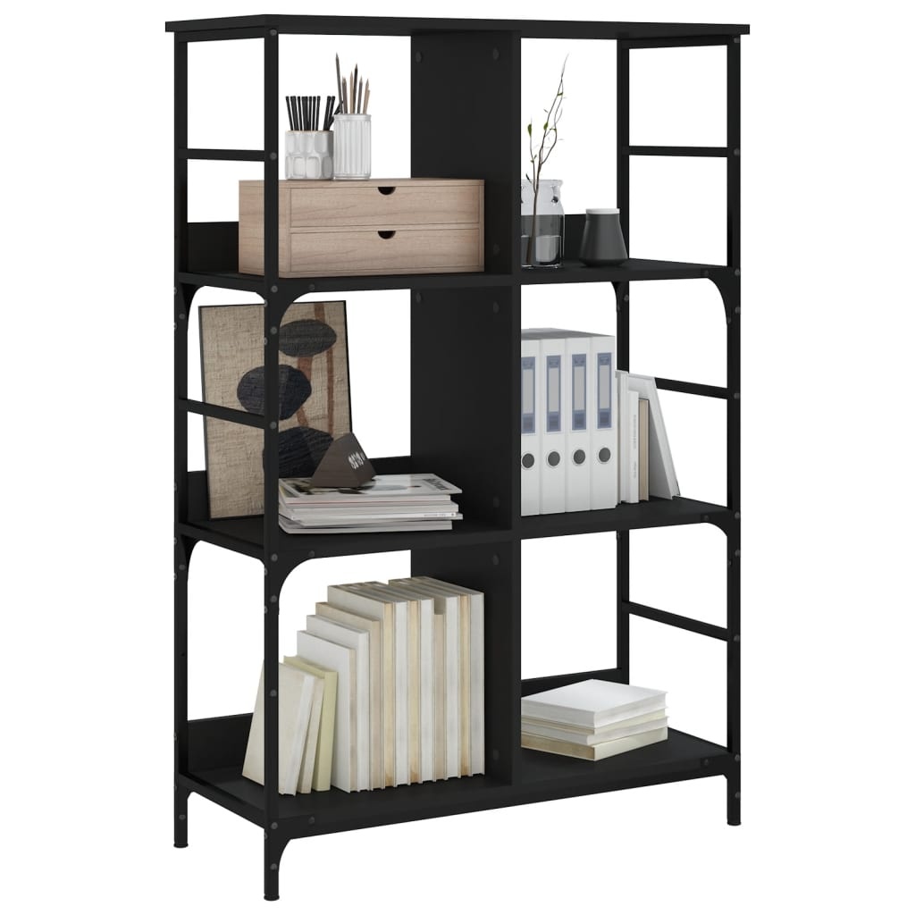 VidaXL Boekenrek 78,5x33x117,5 cm bewerkt hout zwart