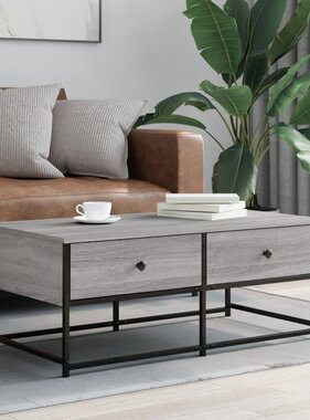 VidaXL Salontafel 100x51x40 cm bewerkt hout grijs sonoma