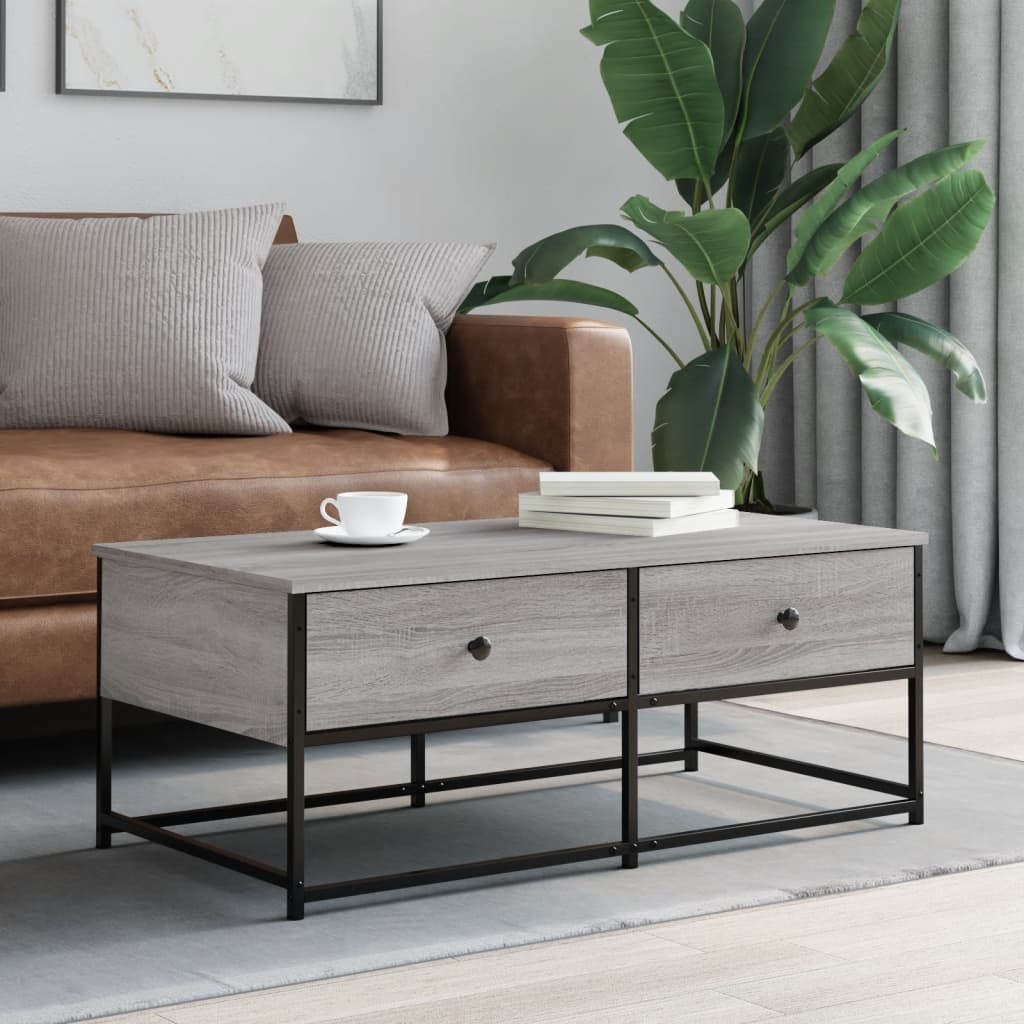 VidaXL Salontafel 100x51x40 cm bewerkt hout grijs sonoma