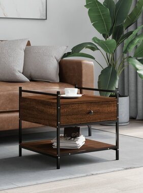 VidaXL Salontafel 50x50x50 cm bewerkt hout bruineikenkleurig