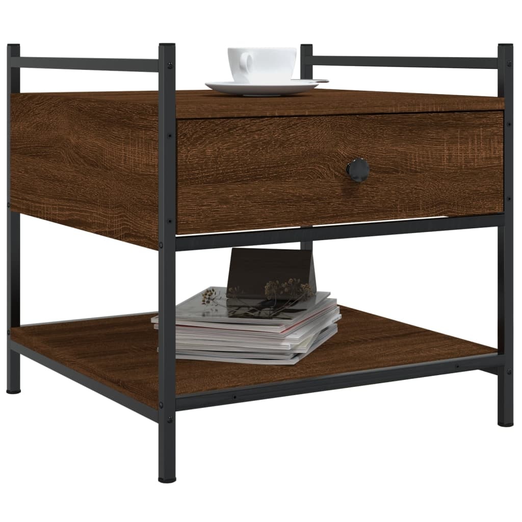 VidaXL Salontafel 50x50x50 cm bewerkt hout bruineikenkleurig
