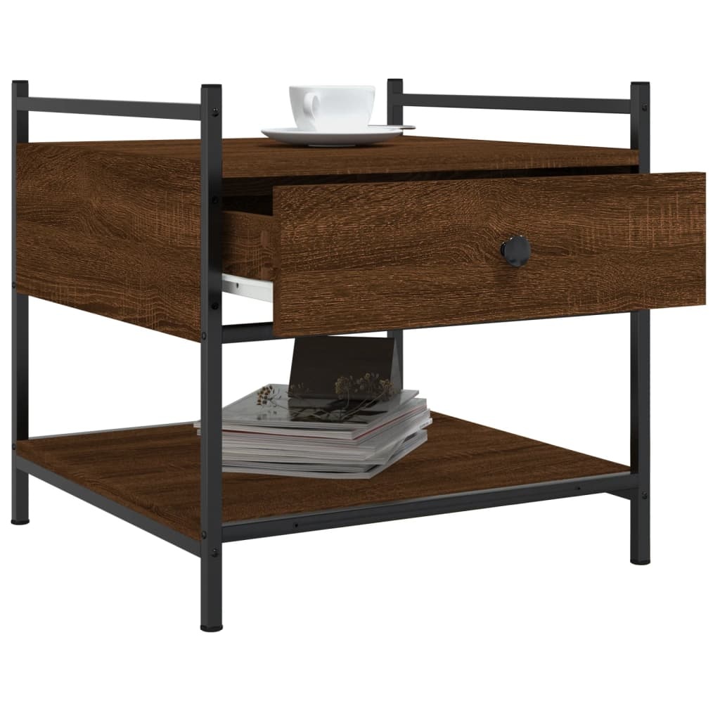VidaXL Salontafel 50x50x50 cm bewerkt hout bruineikenkleurig