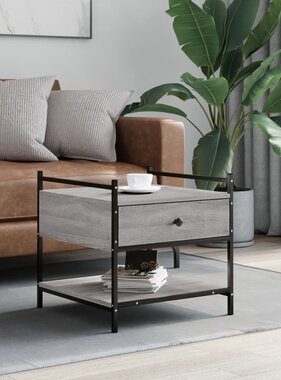 VidaXL Salontafel 50x50x50 cm bewerkt hout grijs sonoma