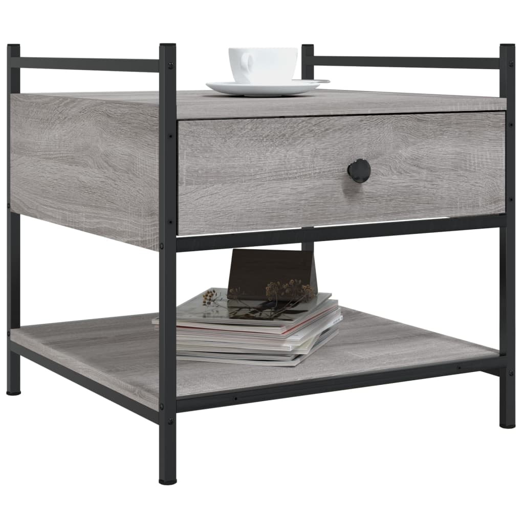 VidaXL Salontafel 50x50x50 cm bewerkt hout grijs sonoma