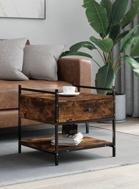 VidaXL Salontafel 50x50x50 cm bewerkt hout gerookt eikenkleurig