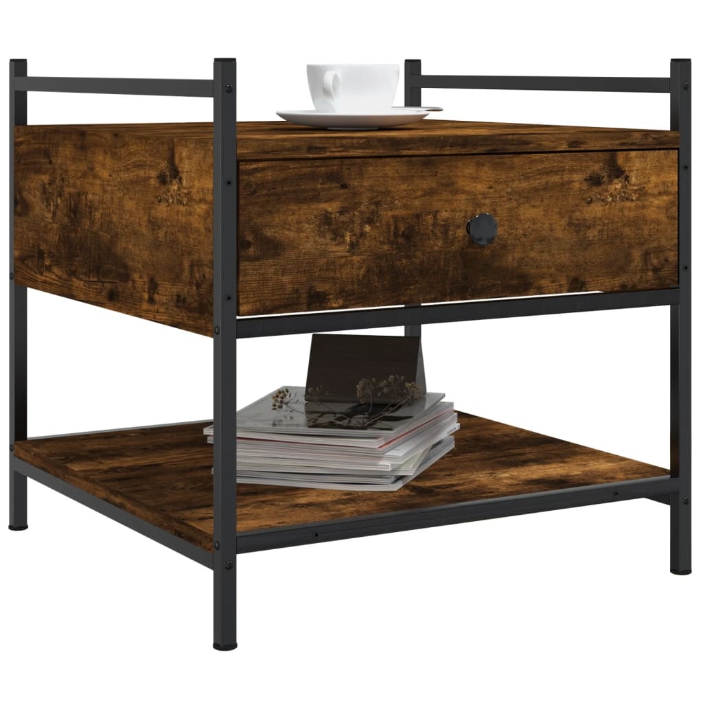 VidaXL Salontafel 50x50x50 cm bewerkt hout gerookt eikenkleurig