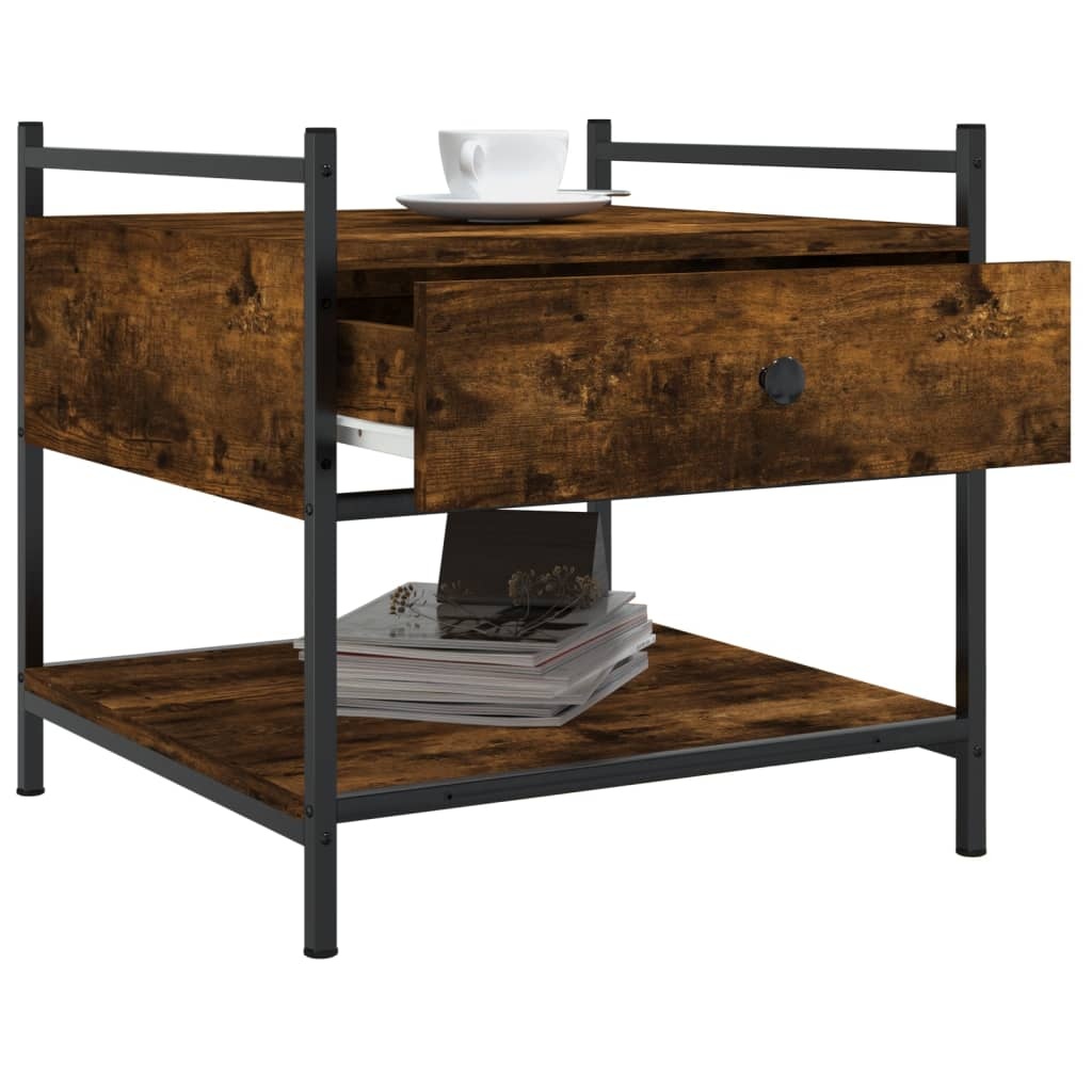 VidaXL Salontafel 50x50x50 cm bewerkt hout gerookt eikenkleurig