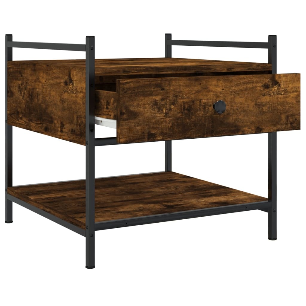 VidaXL Salontafel 50x50x50 cm bewerkt hout gerookt eikenkleurig