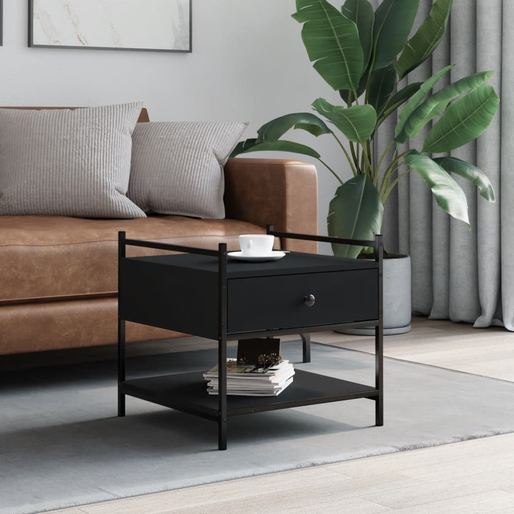 VidaXL Salontafel 50x50x50 cm bewerkt hout zwart