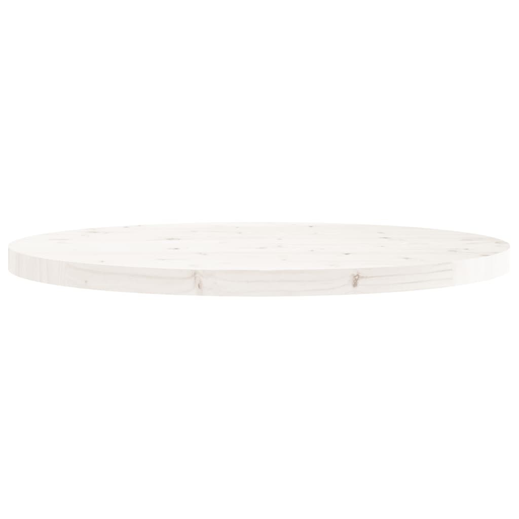 vidaXL Tafelblad rond Ø80x3 cm massief grenenhout wit