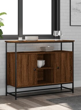 VidaXL Dressoir 100x35x80 cm bewerkt hout bruin eikenkleur