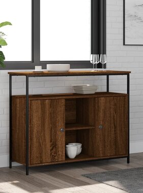 VidaXL Dressoir 100x35x80 cm bewerkt hout bruin eikenkleur