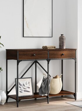 VidaXL Wandtafel 100x39x78,5 cm bewerkt hout bruin eikenkleur