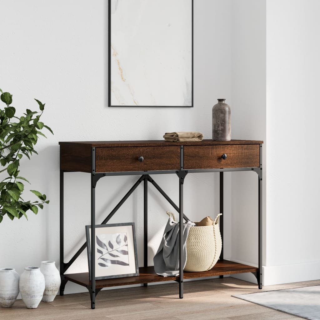 VidaXL Wandtafel 100x39x78,5 cm bewerkt hout bruin eikenkleur