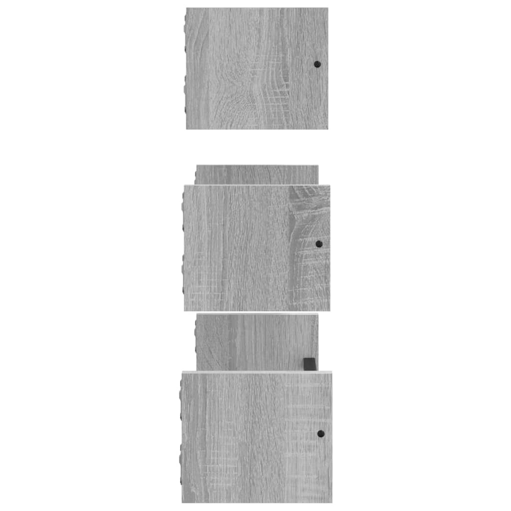 vidaXL 3-delige Wandschappenset met stangen bewerkt hout grijs sonoma