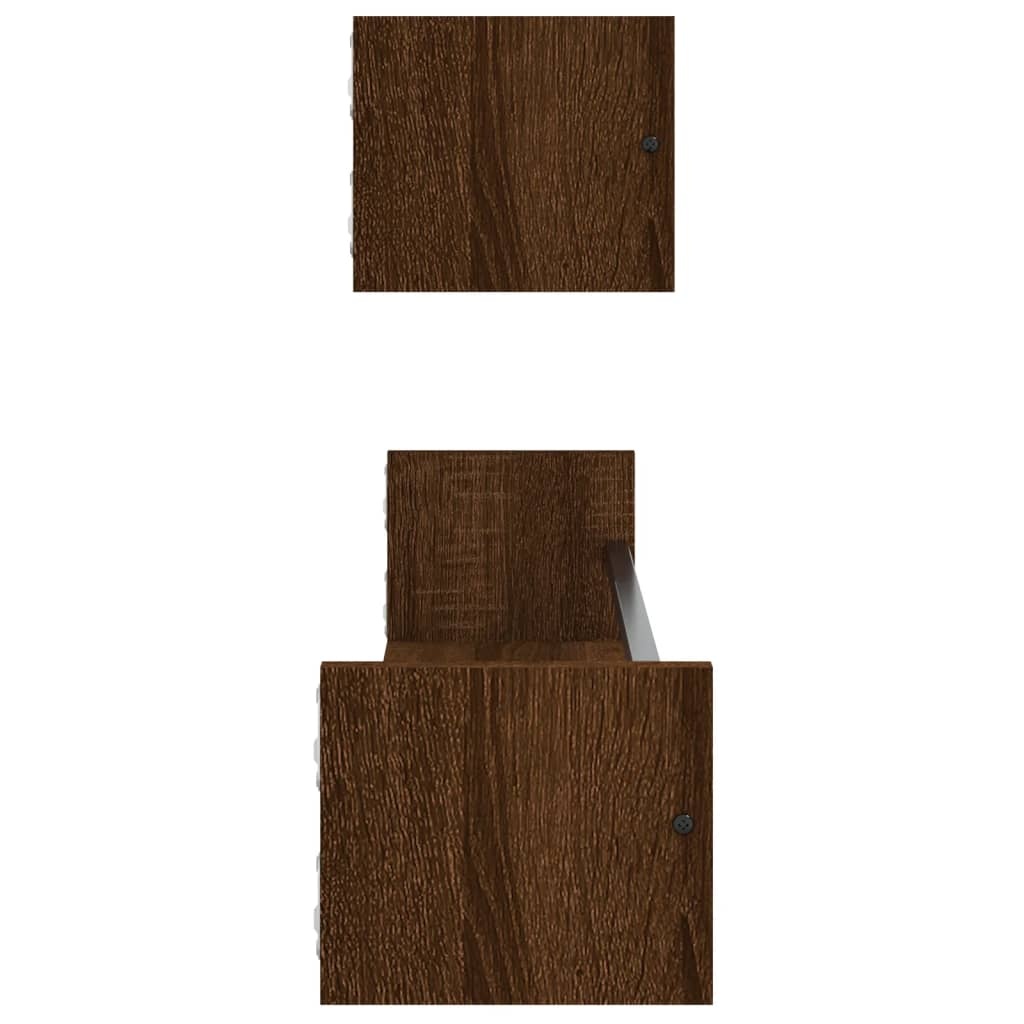 VidaXL Wandschappen met stangen 2 st 80x16x14 cm bruin eikenkleur