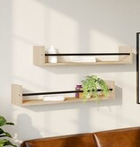 VidaXL Wandschappen met stangen 2 st 80x16x14 cm Sonoma eikenkleurig