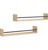 VidaXL Wandschappen met stangen 2 st 80x16x14 cm Sonoma eikenkleurig