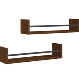 VidaXL Wandschappen met stangen 2 st 60x16x14 cm bruin eikenkleur