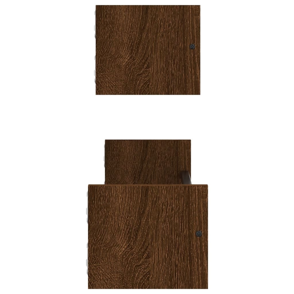 VidaXL Wandschappen met stangen 2 st 60x16x14 cm bruin eikenkleur