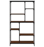 vidaXL Boekenrek 99x35,5x176 cm bewerkt hout en staal bruin eikenkleur