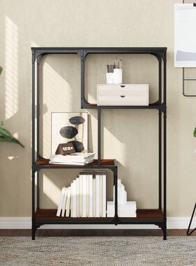 VidaXL Boekenkast 81x36x115 cm bewerkt hout en staal bruin eikenkleur