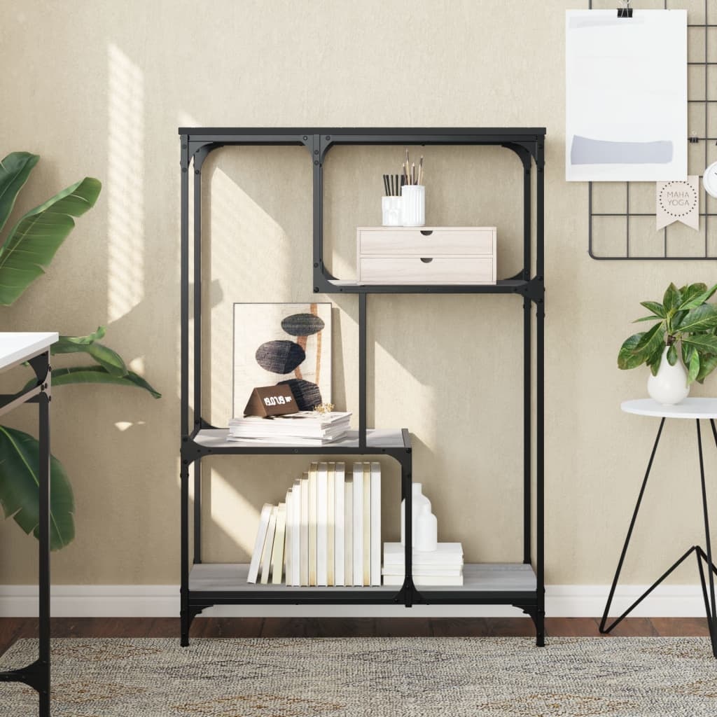 VidaXL Boekenrek 81x36x115 cm bewerkt hout en staal grijs sonoma
