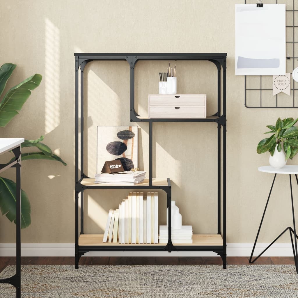 VidaXL Boekenrek 81x36x115 cm bewerkt hout en staal sonoma eikenkleur