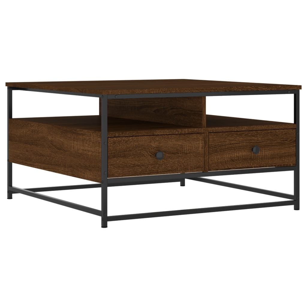 VidaXL Salontafel 80x80x45 cm bewerkt hout bruin eikenkleur
