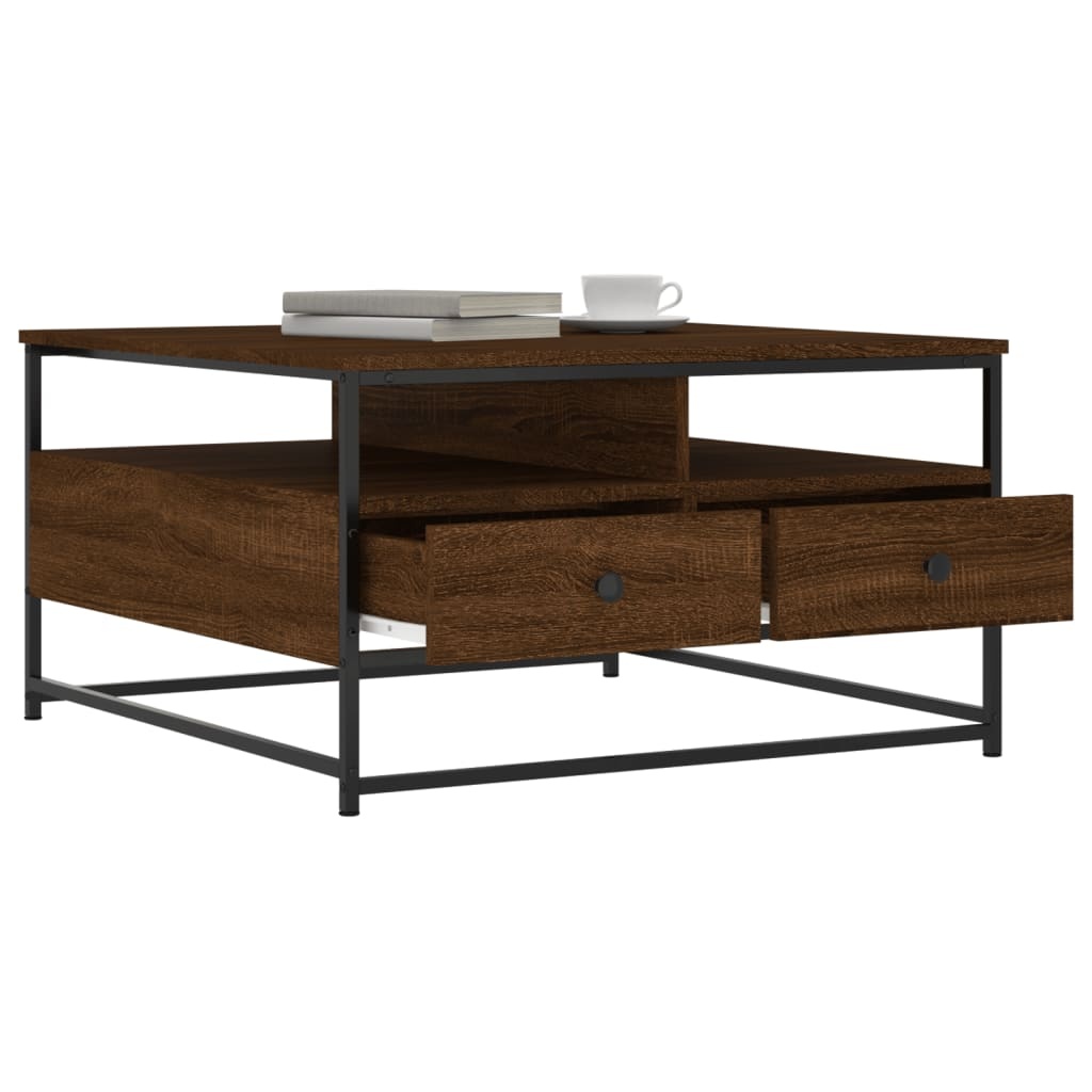 VidaXL Salontafel 80x80x45 cm bewerkt hout bruin eikenkleur