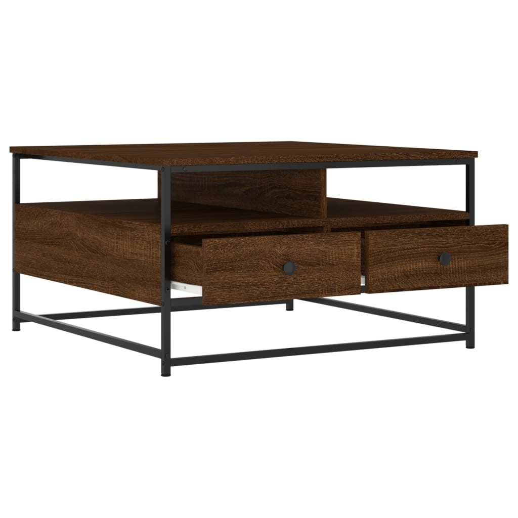 VidaXL Salontafel 80x80x45 cm bewerkt hout bruin eikenkleur